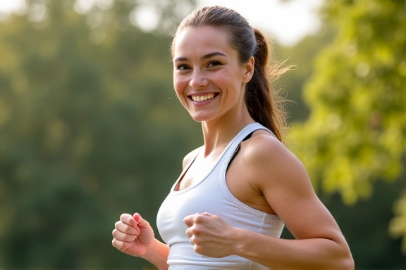 Szczęśliwa kobieta ćwicząca